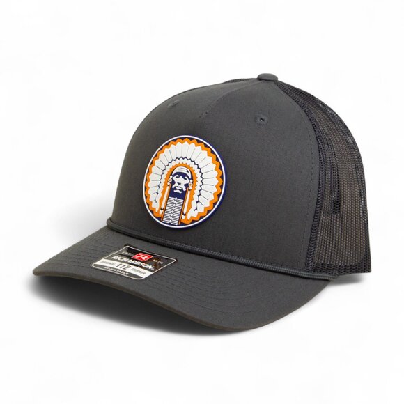 Illinois Fighting Illini Chief Illiniwek 3D Snapback Trucker Rope Hat- Charcoal - Picture 1 of 3